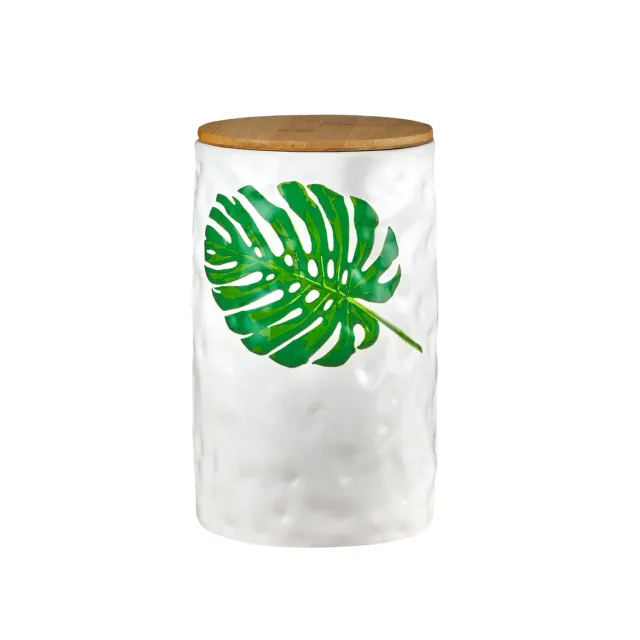 Godinger Monstera opbevaringskrukke stor keramik 3,5 liter
