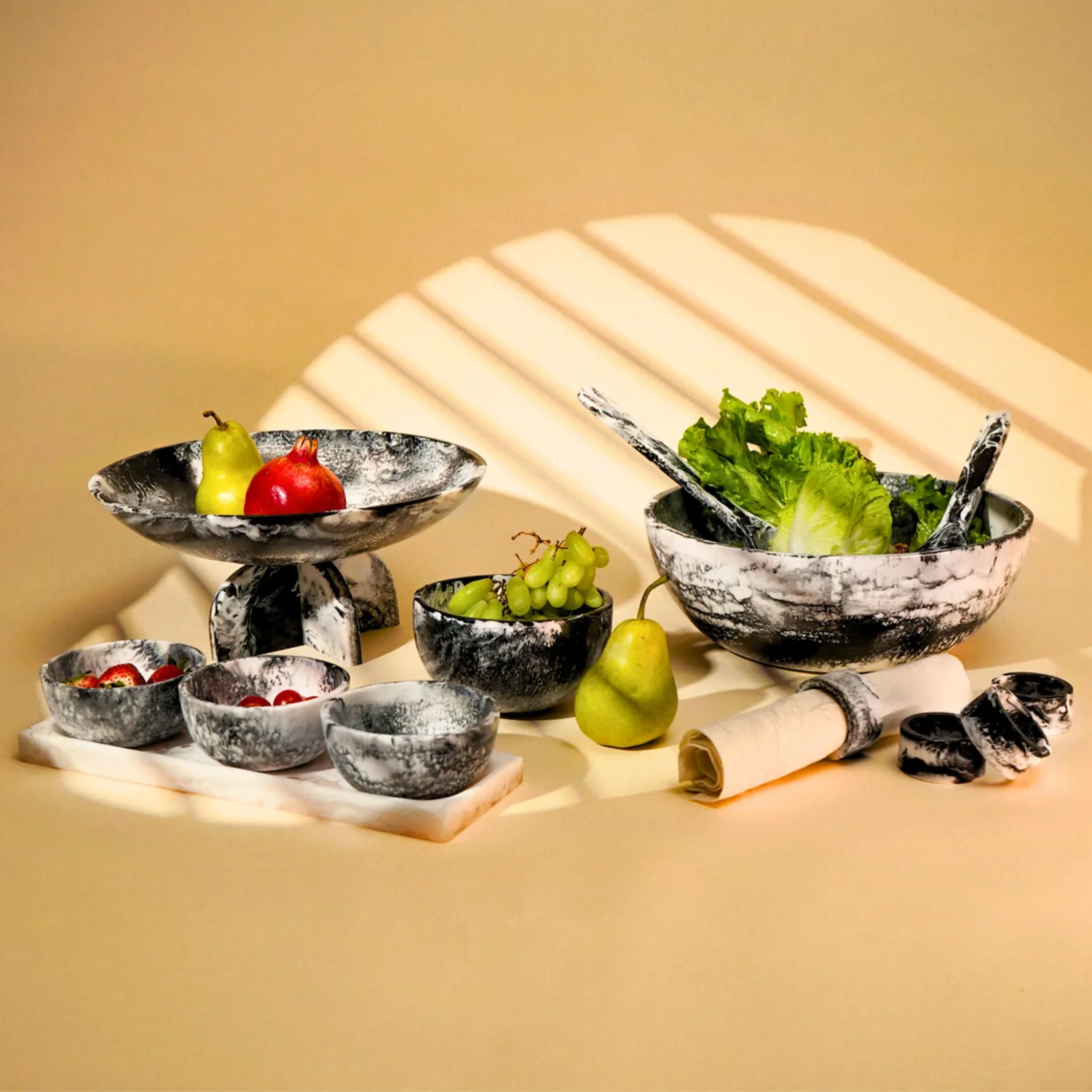 Godinger Lucente snackskål sort-hvid resin 8,5 dl