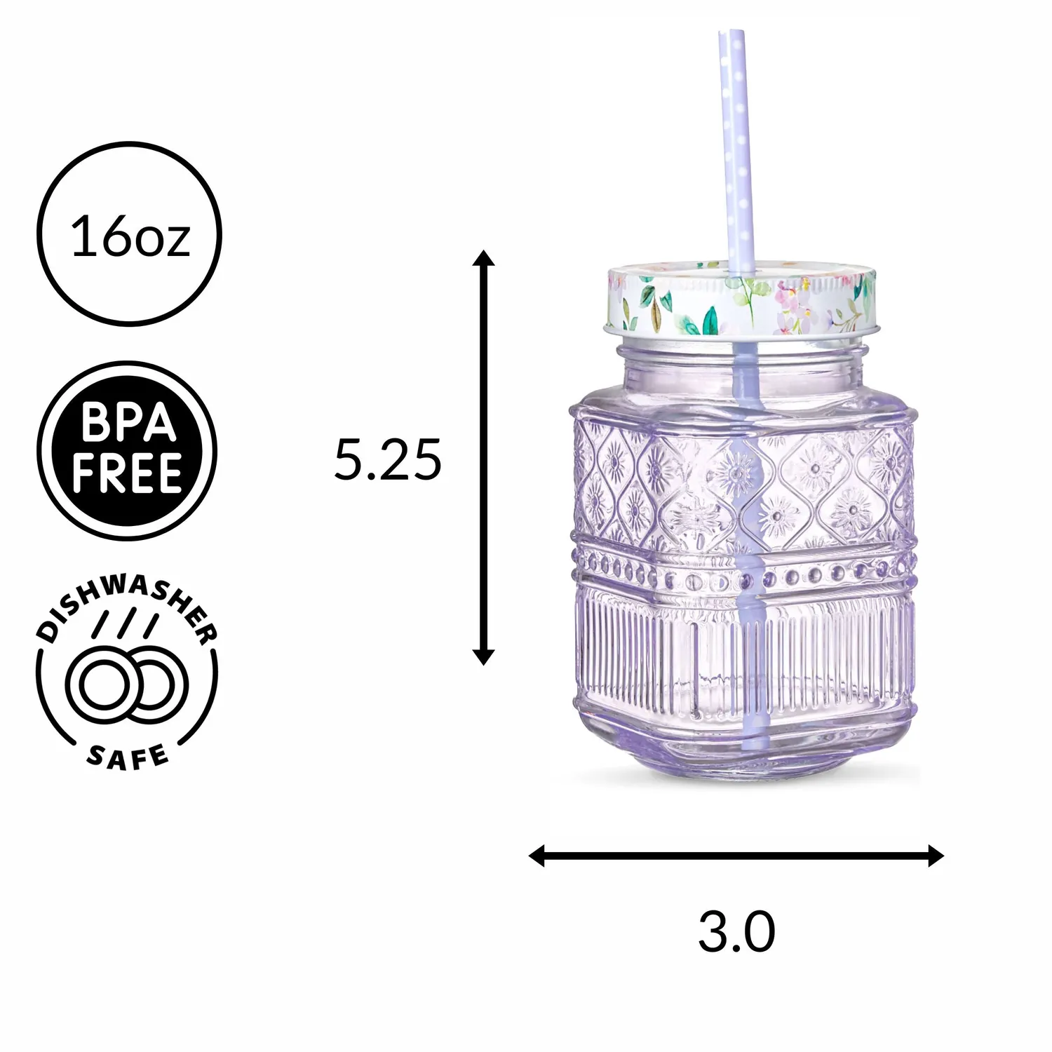 Godinger Claro mason jar lilla glas 47 cl 2 stk med låg