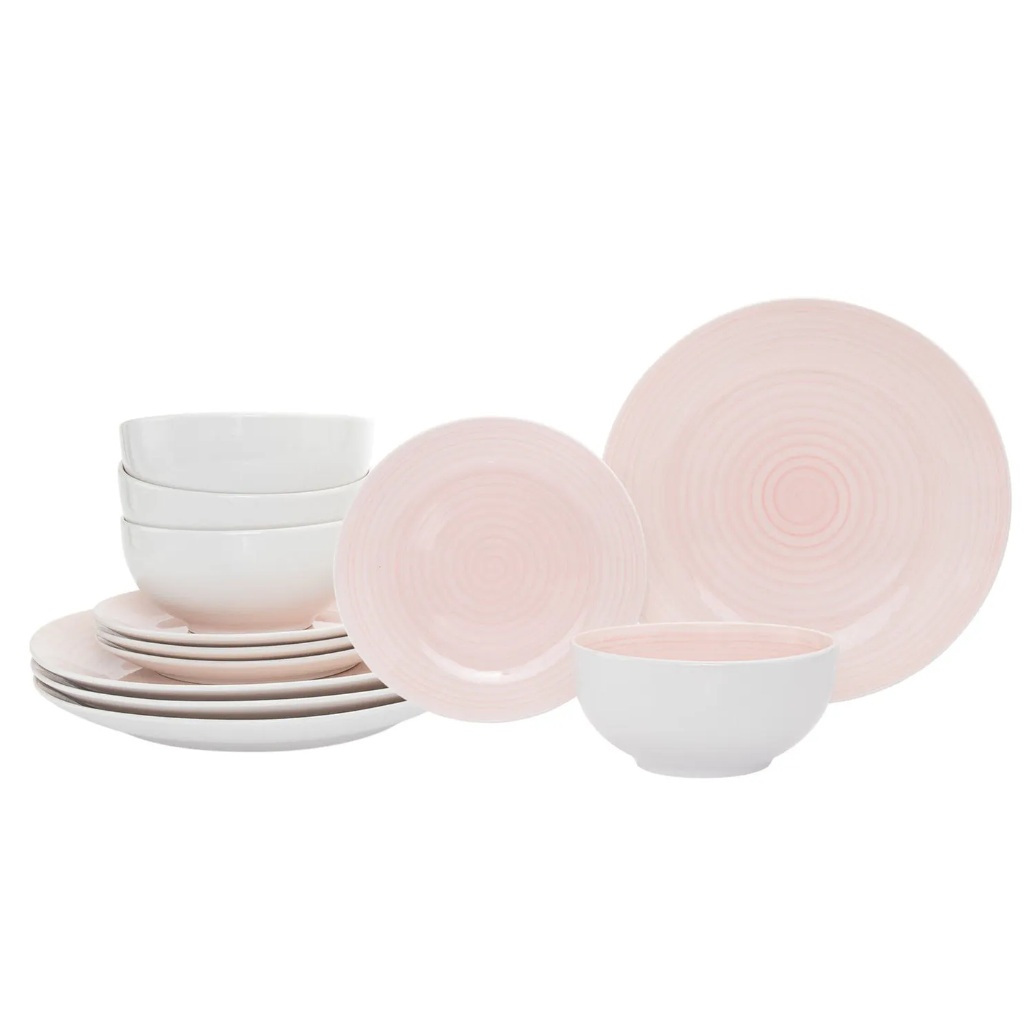 Godinger Spiral stel 12 dele porcelæn rosa til 4