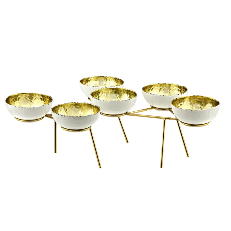 Godinger Munro serveringsstativ 6 skåle hvid-guld