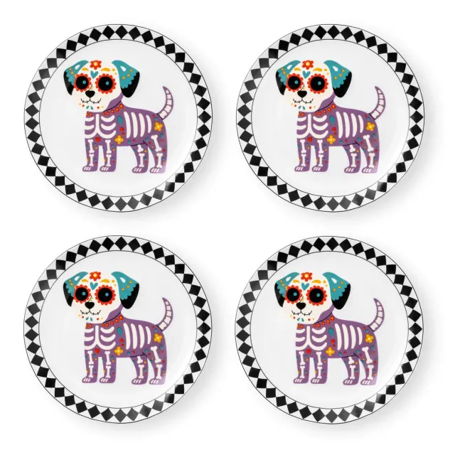Godinger Dog Day of the Dead forretstallerken 4 stk