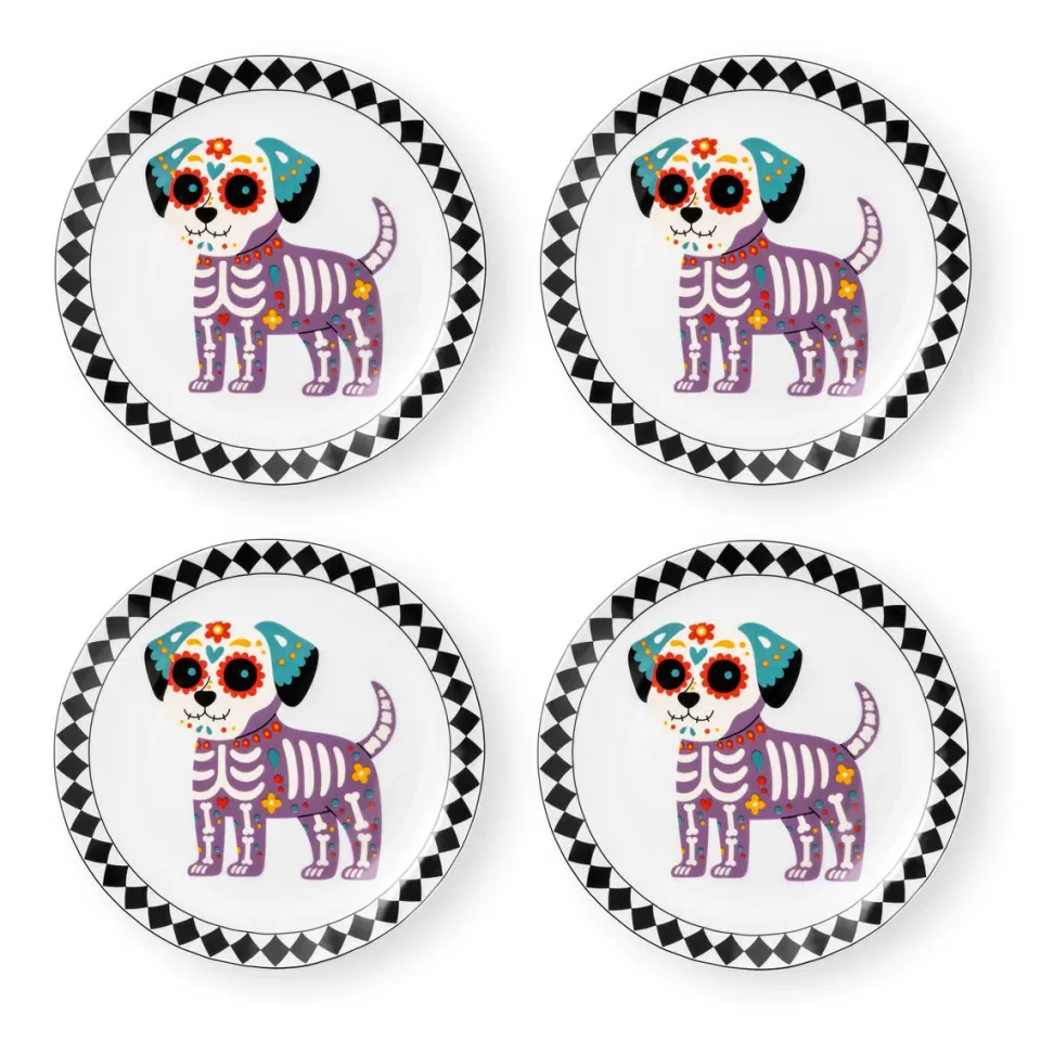 Godinger Dog Day of the Dead forretstallerken 4 stk