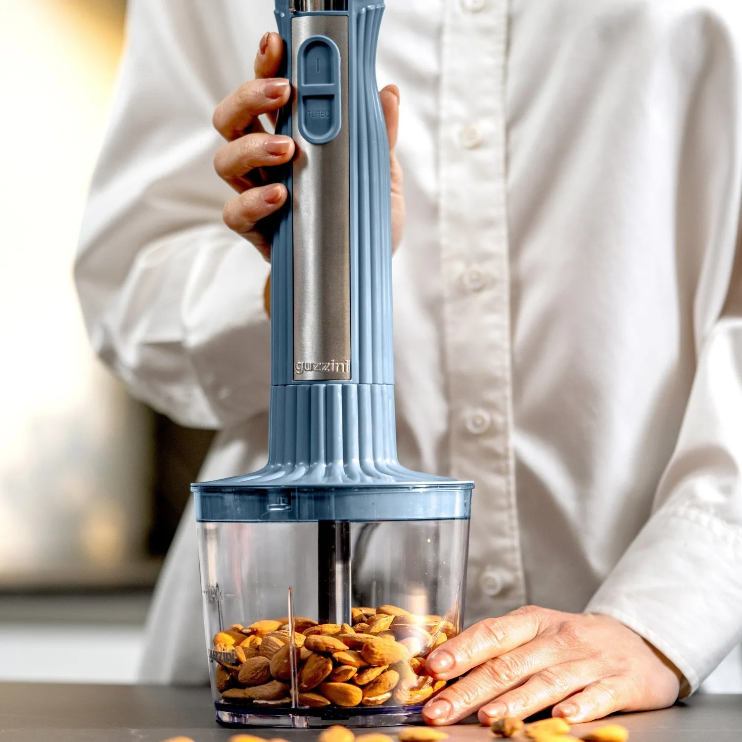 Guzzini Sous Chef stavblender mørkeblå 600W med tilbehør