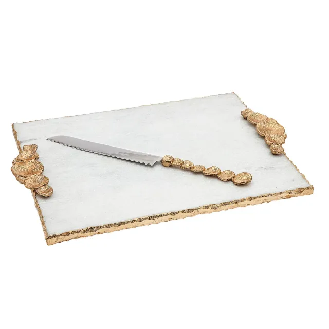 Godinger Mayfair Challah serveringsbræt hvid med kniv
