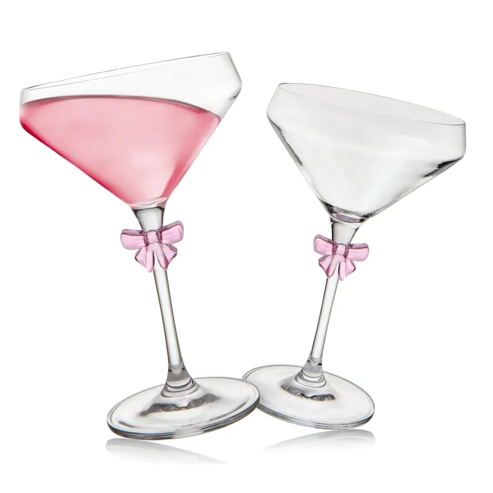 Godinger Pink Bow coupeglas 2 stk lyserød
