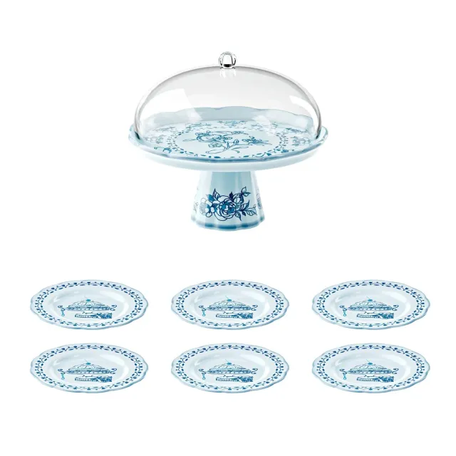 Guzzini Josephine kagefad m klokke + 6 tallerkener