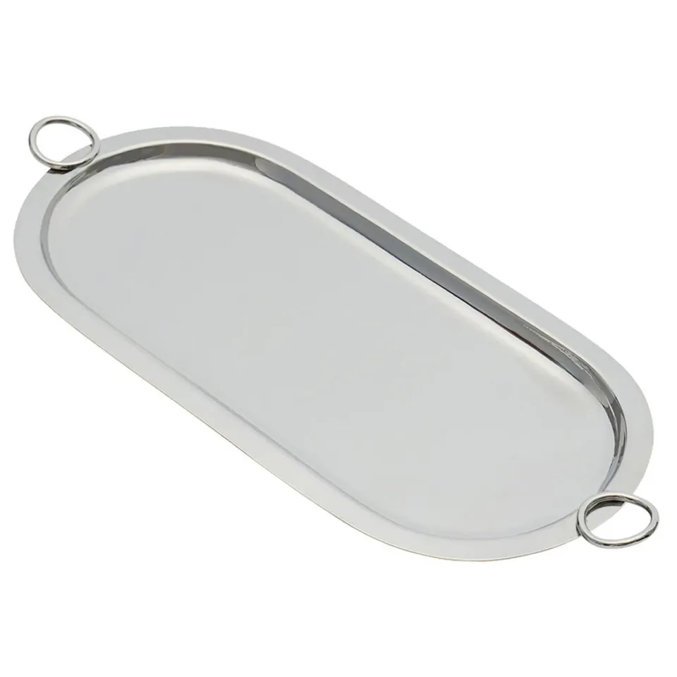 Godinger Ring Large Oval serveringsbakke stål