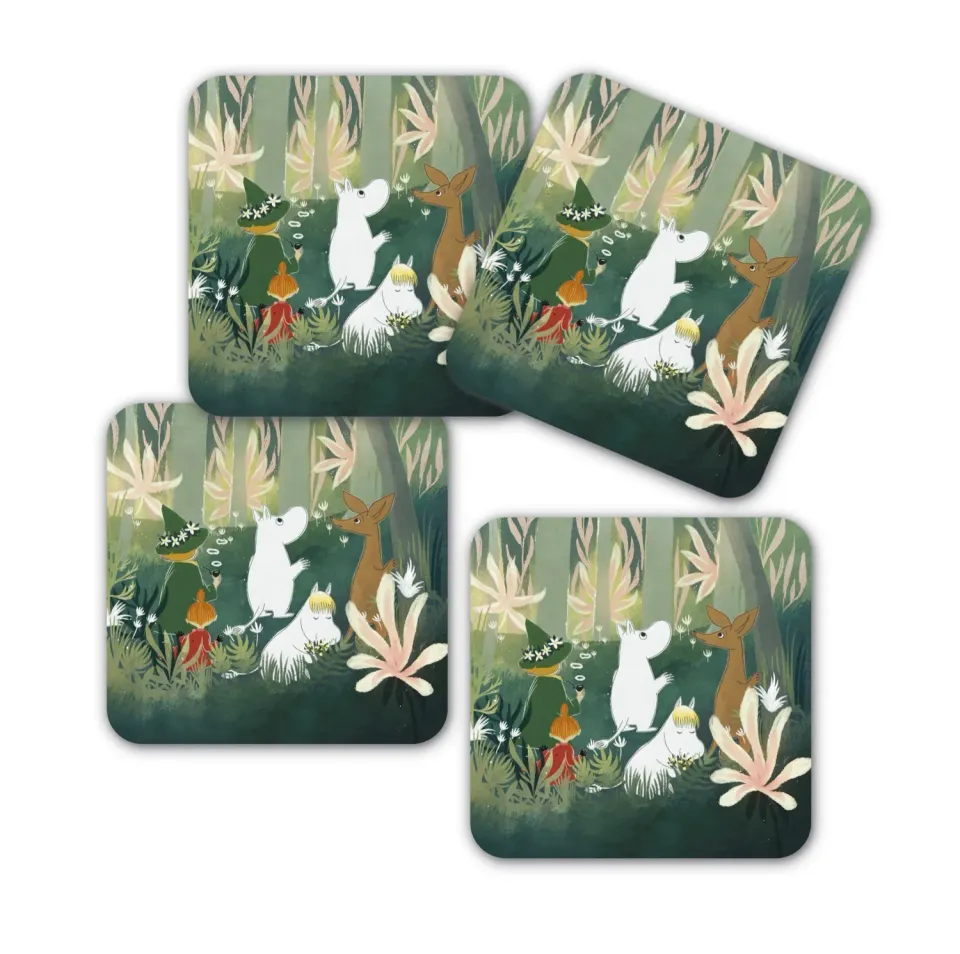 Opto Design Moomin Forest Green bordskånere 4-pak 9x9 cm