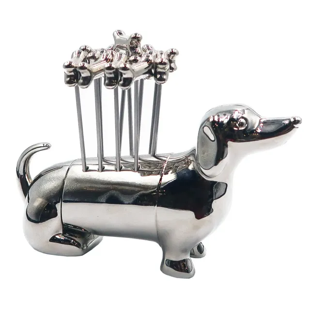 Godinger Dachshund cocktailpinde med stander 12 stk