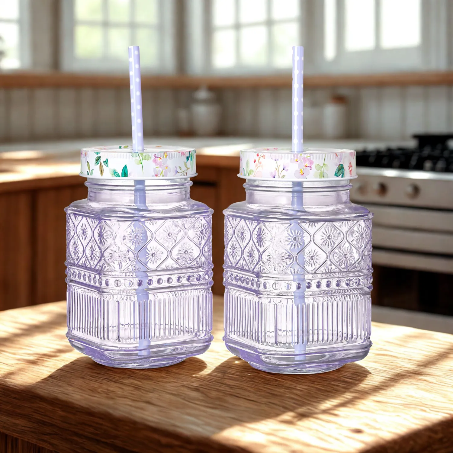 Godinger Claro mason jar lilla glas 47 cl 2 stk med låg