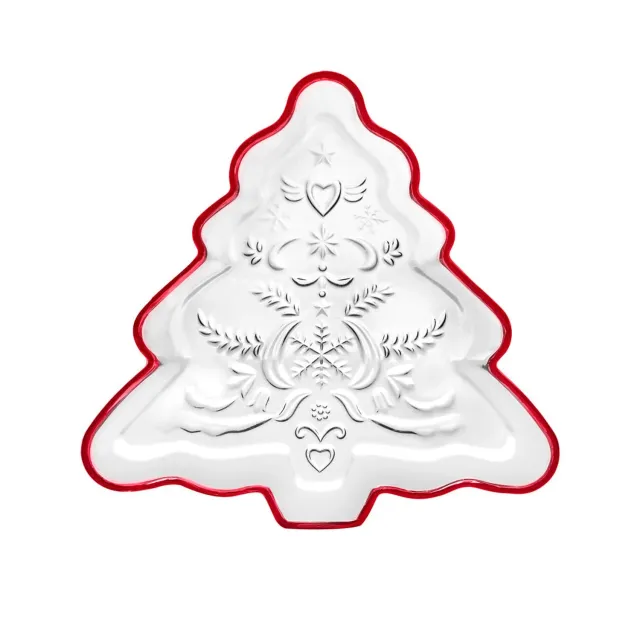 Godinger Christmas Tree serveringsfad krystal rød