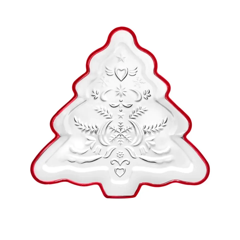 Godinger Christmas Tree serveringsfad krystal rød