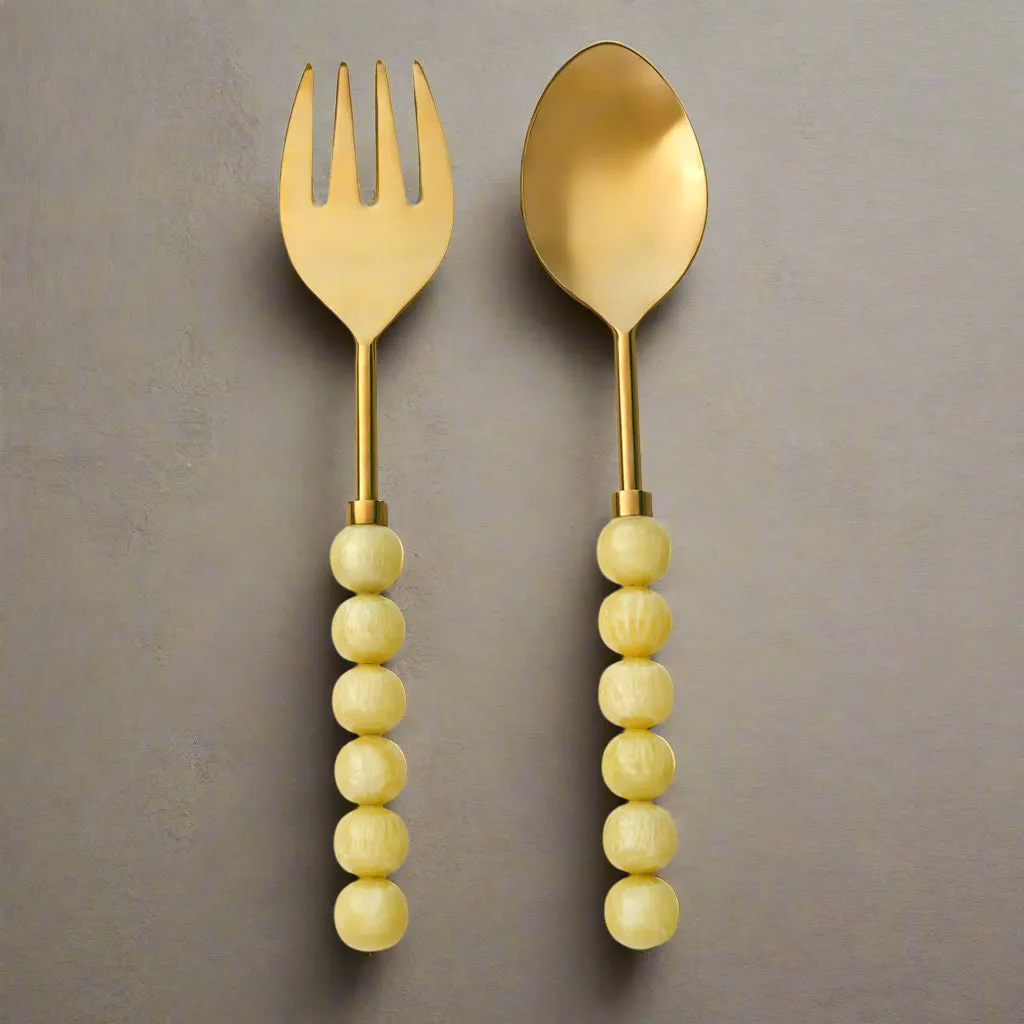 Godinger Rathlin salatbestik gul resin 2 dele guld