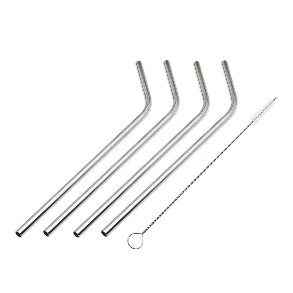 Godinger Stainless Steel Straw Set sugerør rustfrit stål med børste