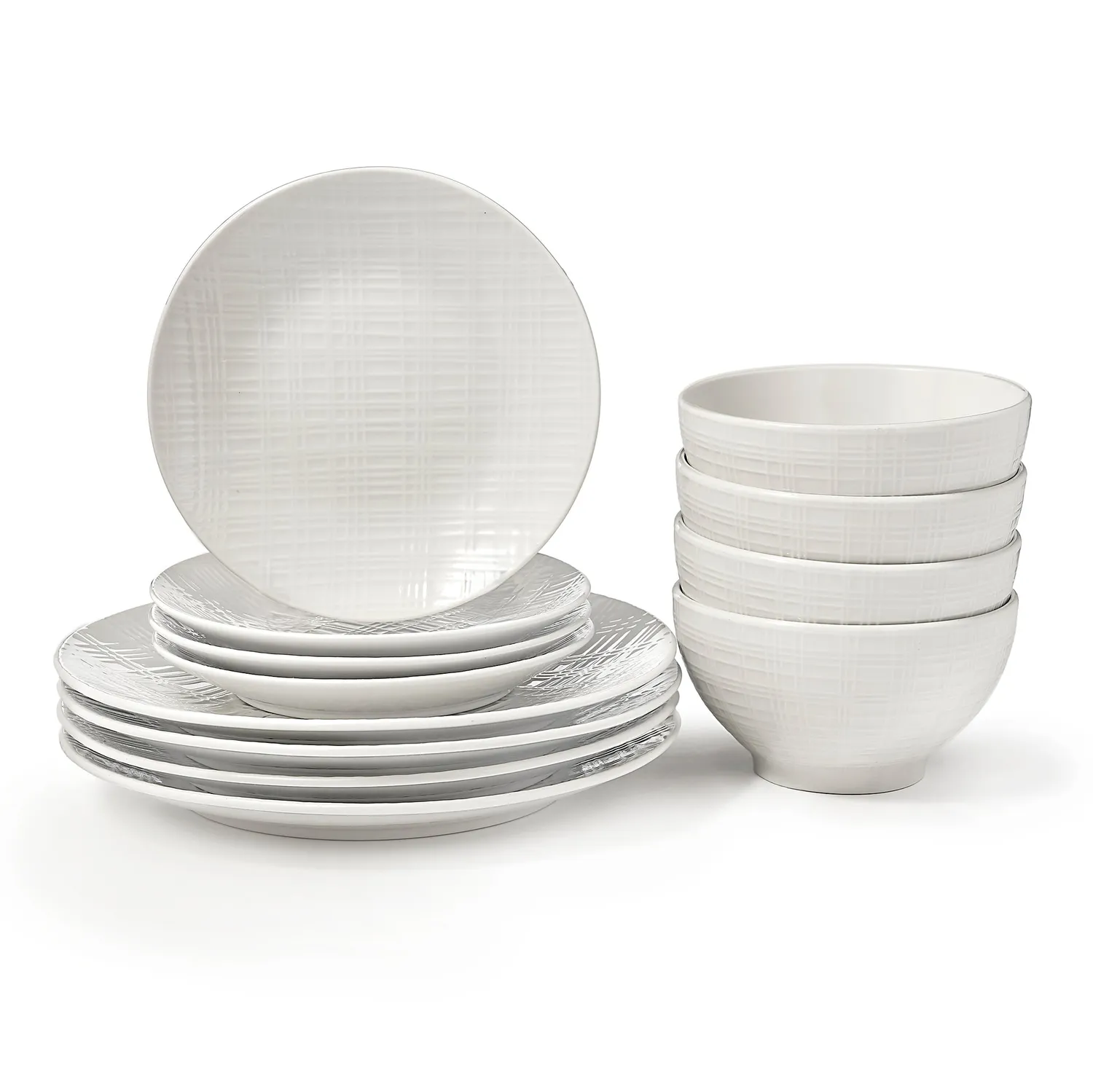 Godinger Freemont middagsservice 12 dele hvid porcelæn