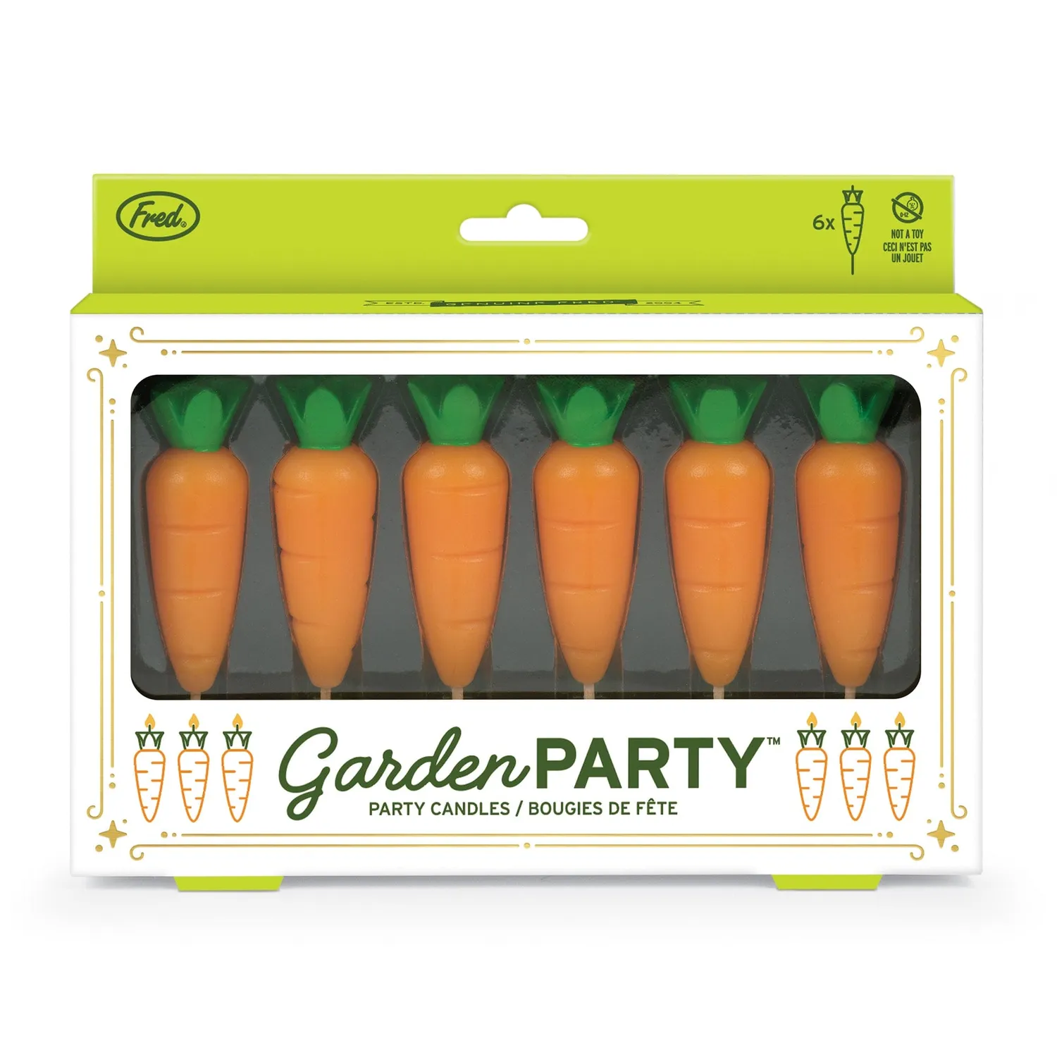 Fred & Friends Garden Party kagelys gulerod 6 stk