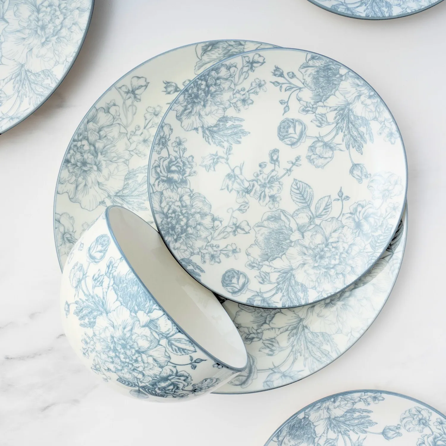 Godinger Banbury Grey spisestel 12 dele porcelæn 4 pers.
