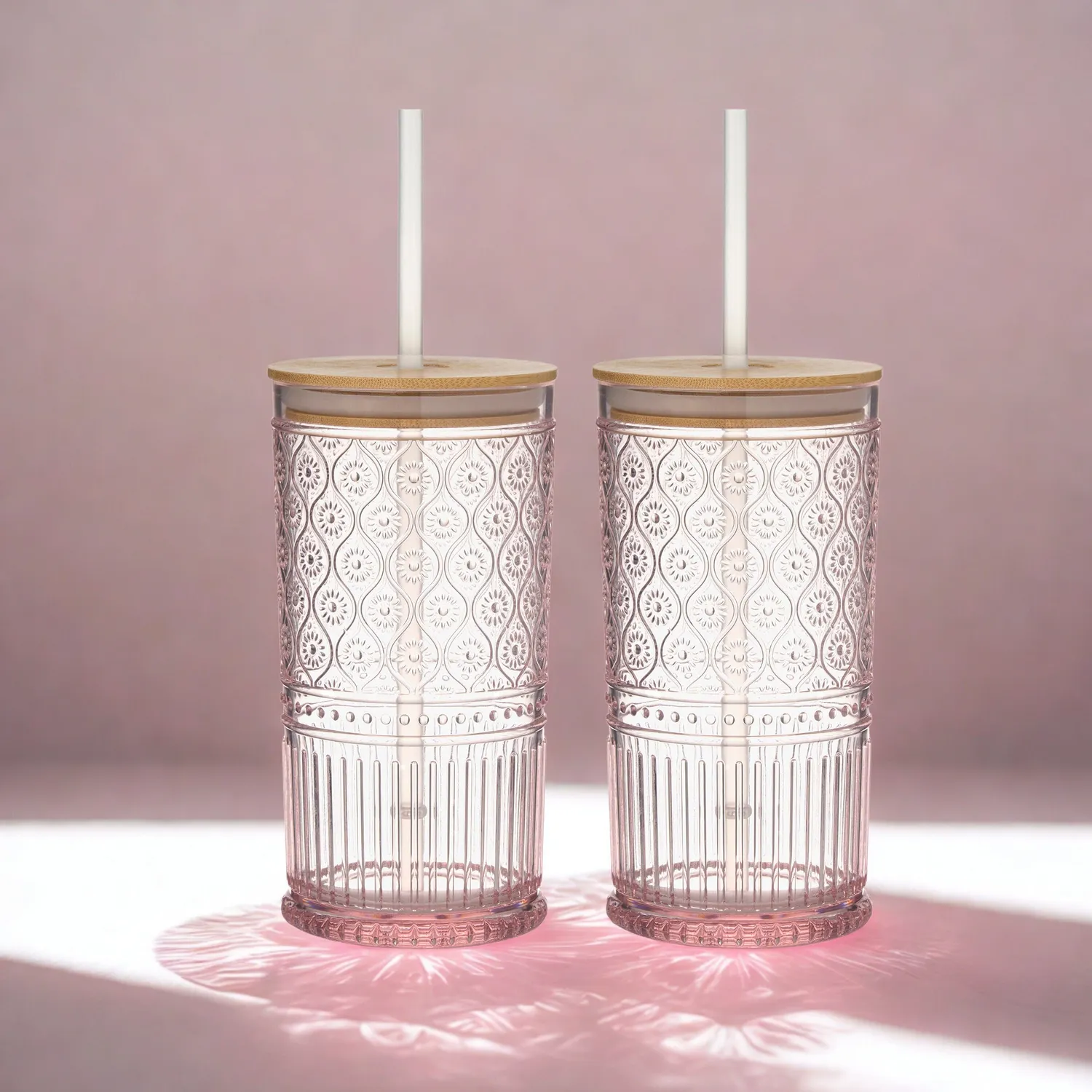 Godinger Claro Travel Tumbler to go kop 2 stk lyserød 56 cl