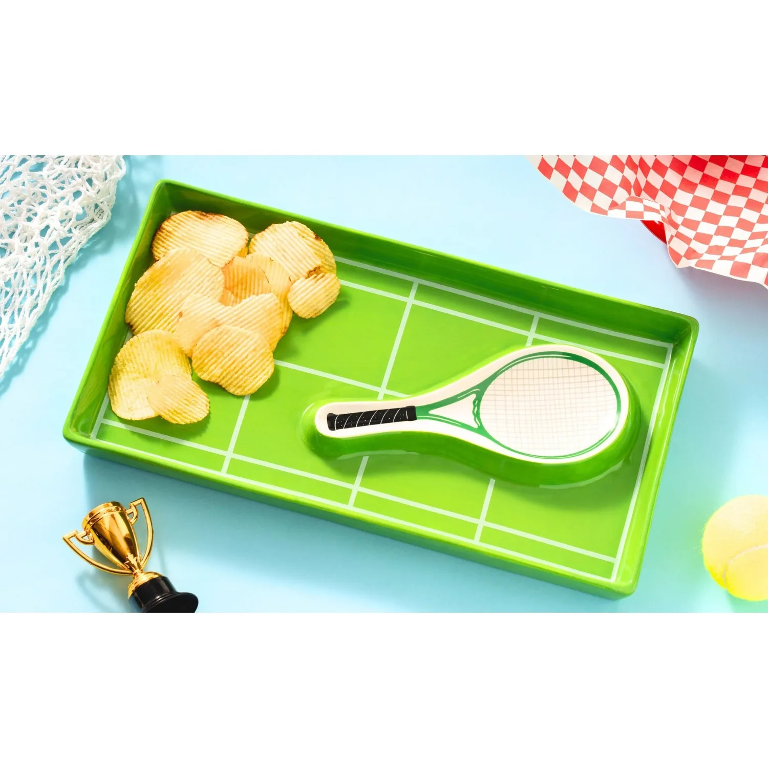 Godinger Tennis chip og dip fad porcelæn tennisbane