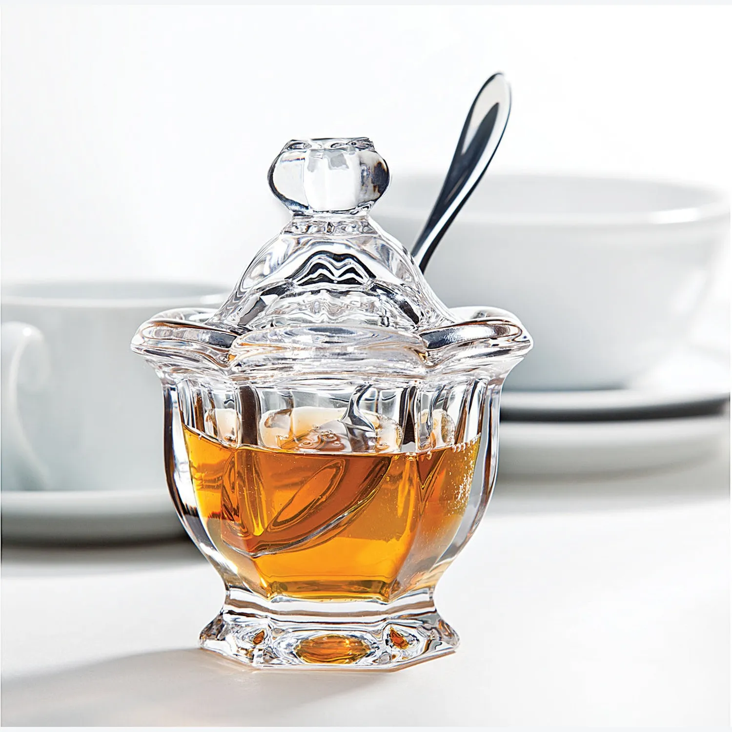 Godinger Windsor Jam Jar with Spoon marmeladeglas stål