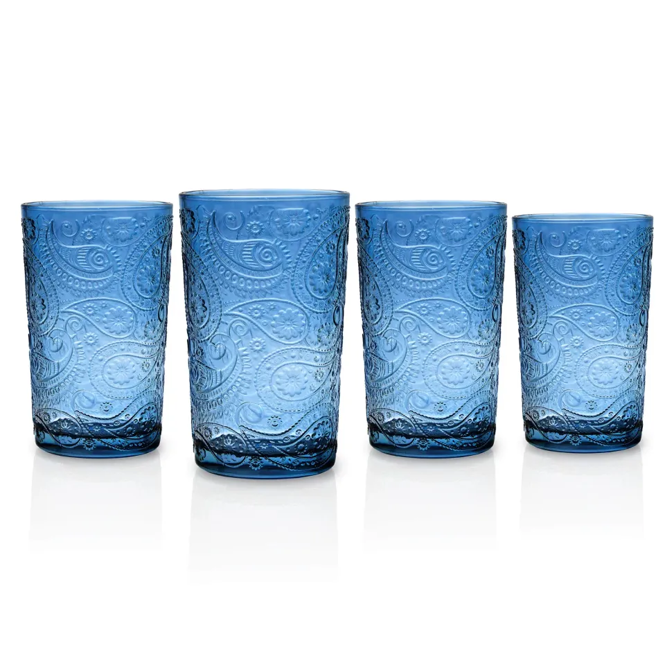 Godinger Paisley Blue highballglas 4 stk blå