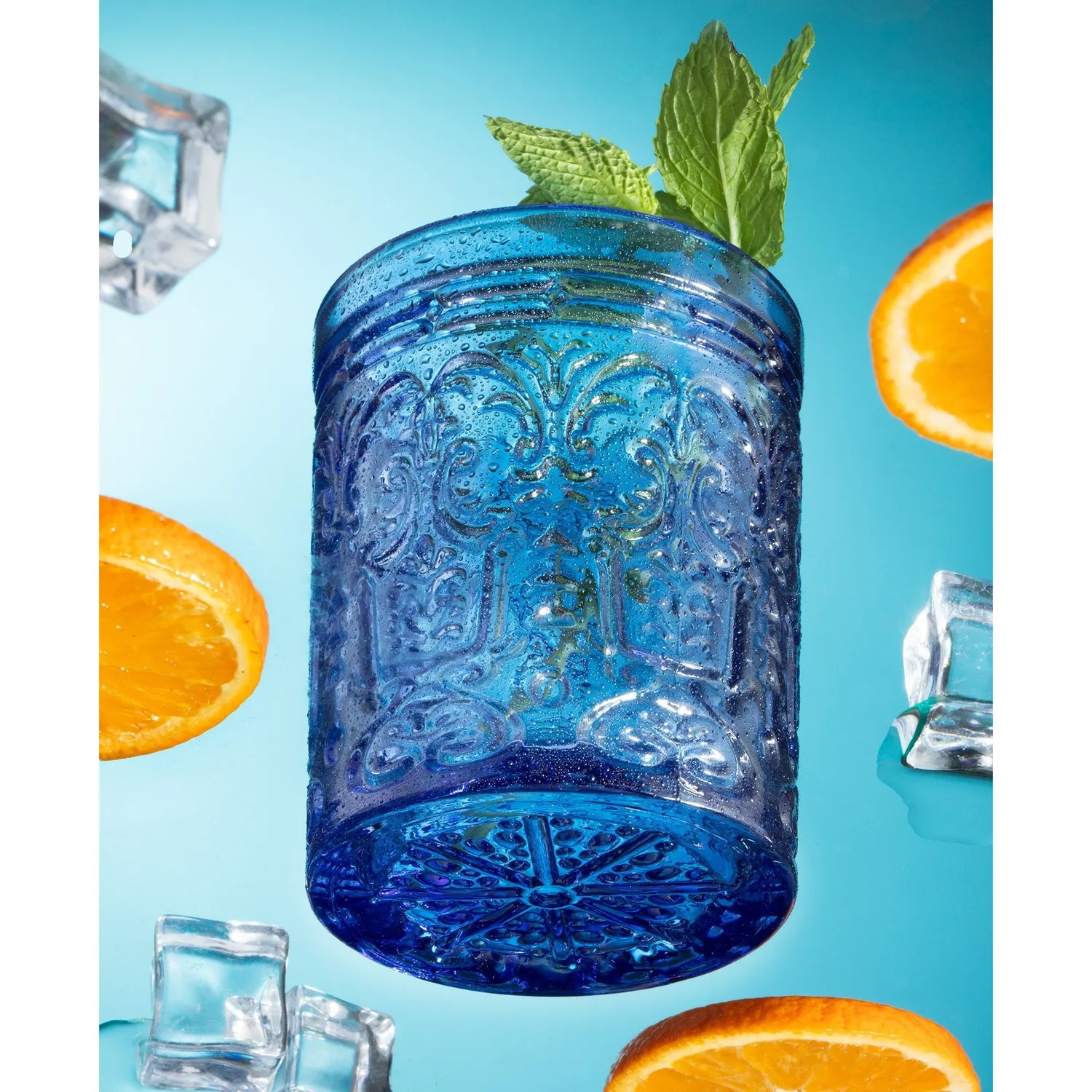 Godinger Jax Blue Double Old Fashion whiskyglas 4 stk blå