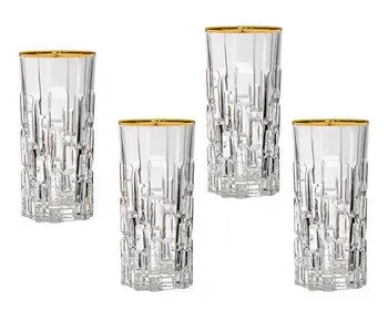Godinger Milana highball glas 4 stk klar guldkant