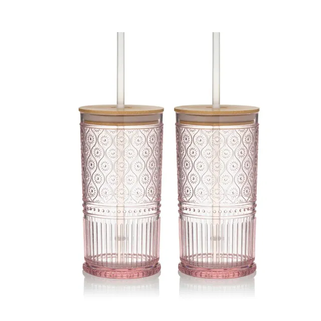 Godinger Claro Travel Tumbler to go kop 2 stk lyserød 56 cl