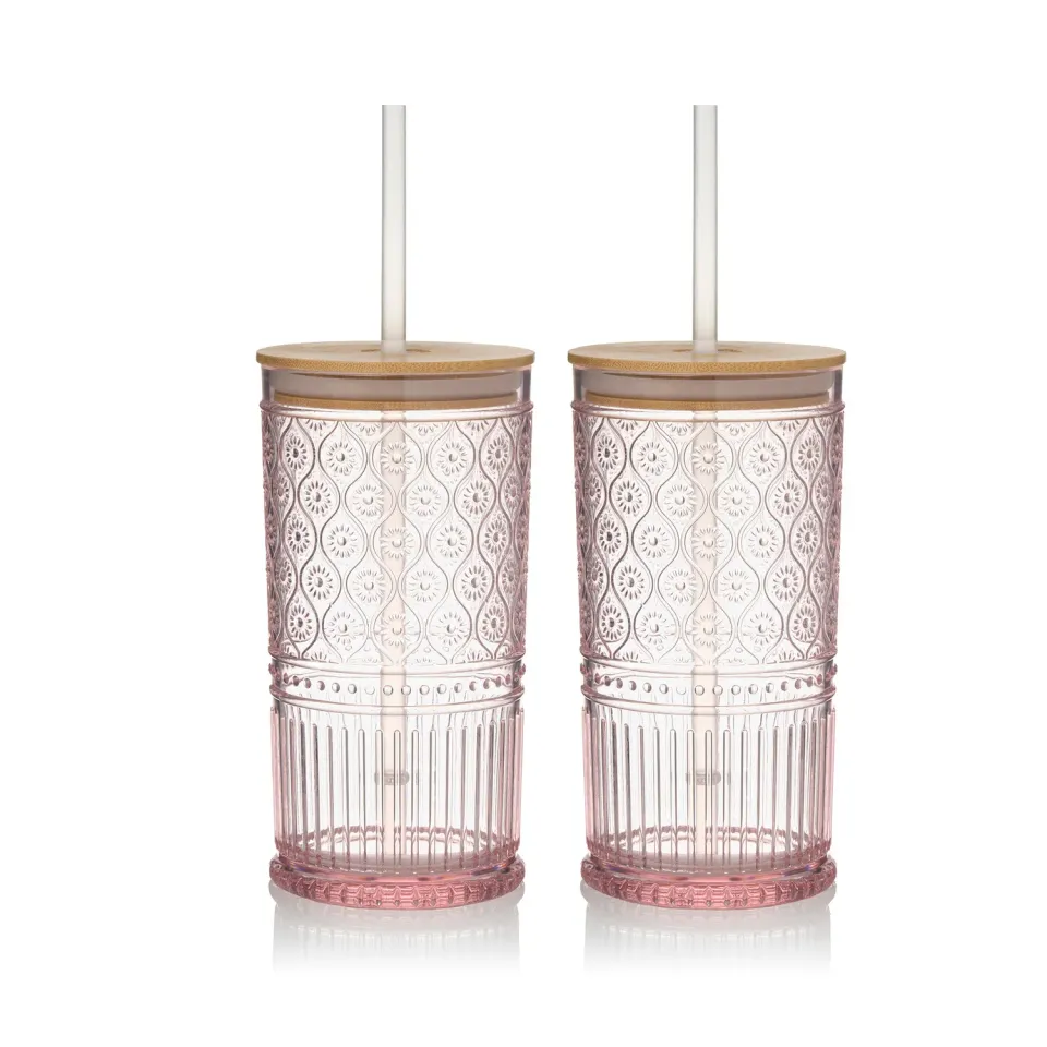Godinger Claro Travel Tumbler to go kop 2 stk lyserød 56 cl