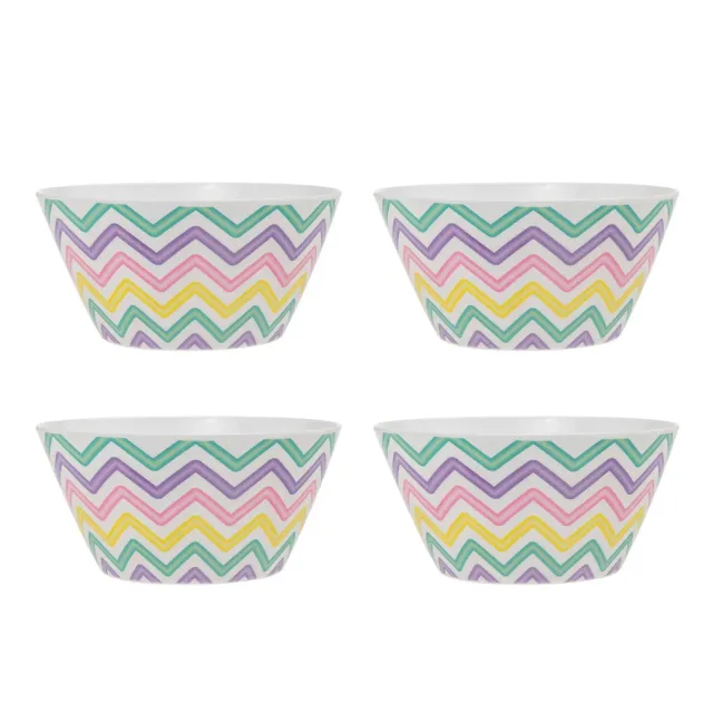 Godinger Zig Zag cerealskål melamin 4 stk 26 oz farvet