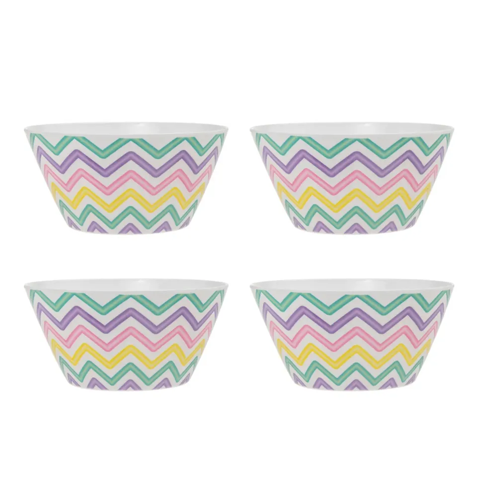 Godinger Zig Zag cerealskål melamin 4 stk 26 oz farvet