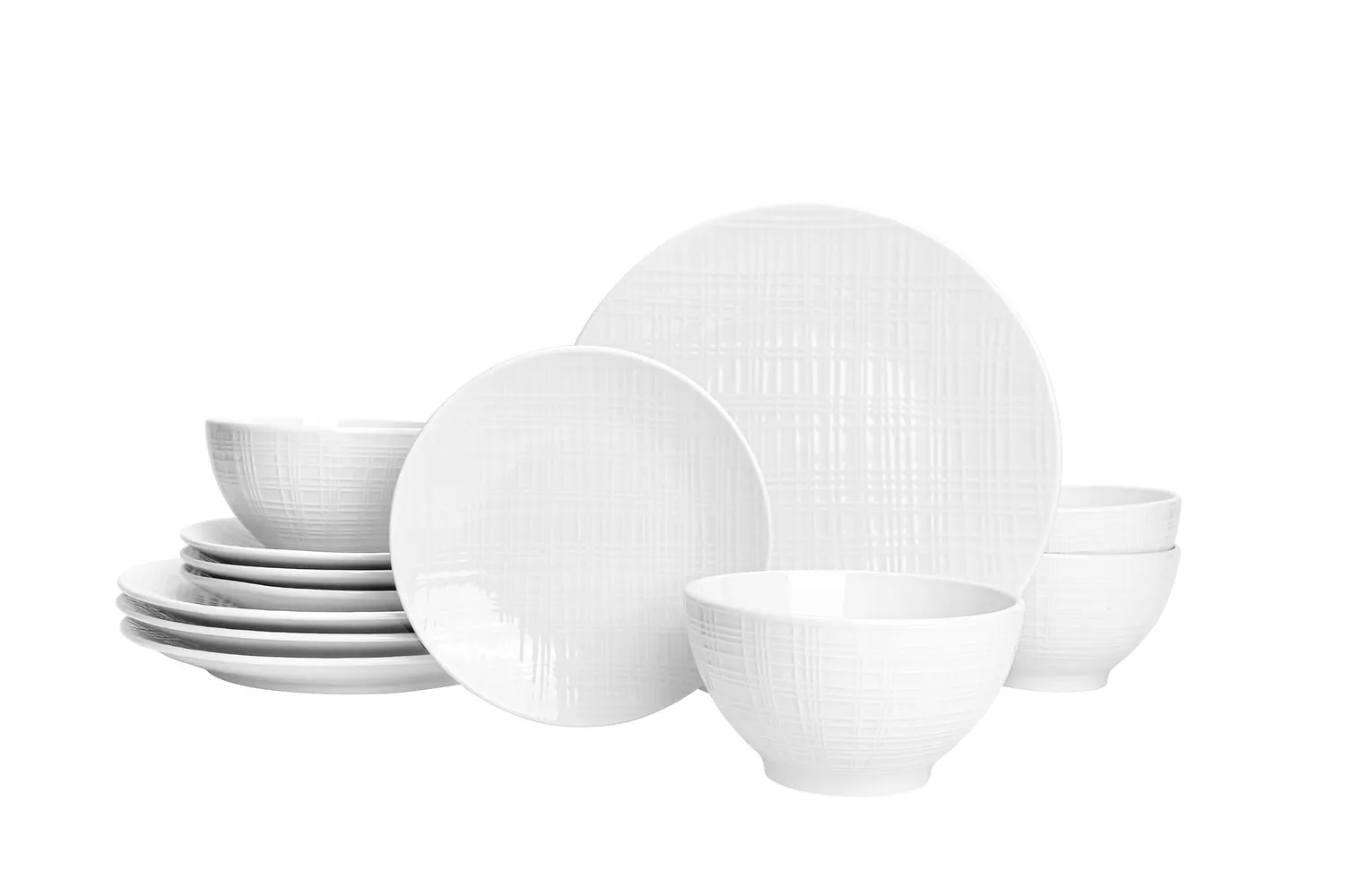 Godinger Freemont middagsservice 12 dele hvid porcelæn