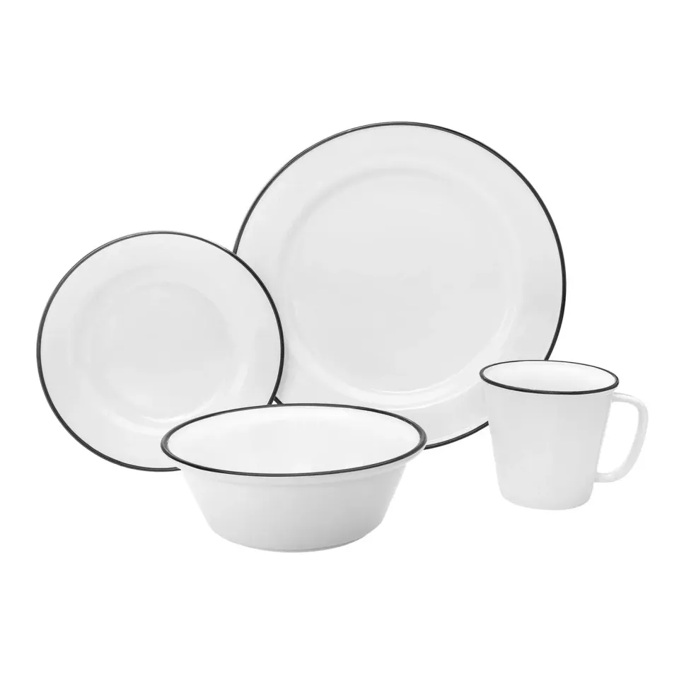 Godinger Bistro spisestel 16 dele sort kant 4 pers