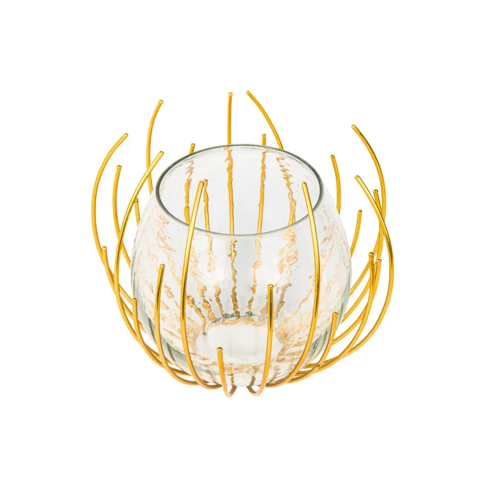 Godinger Radial fyrfadsstage guld glas
