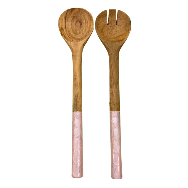 Godinger Capri salatbestik 2 dele pink træ