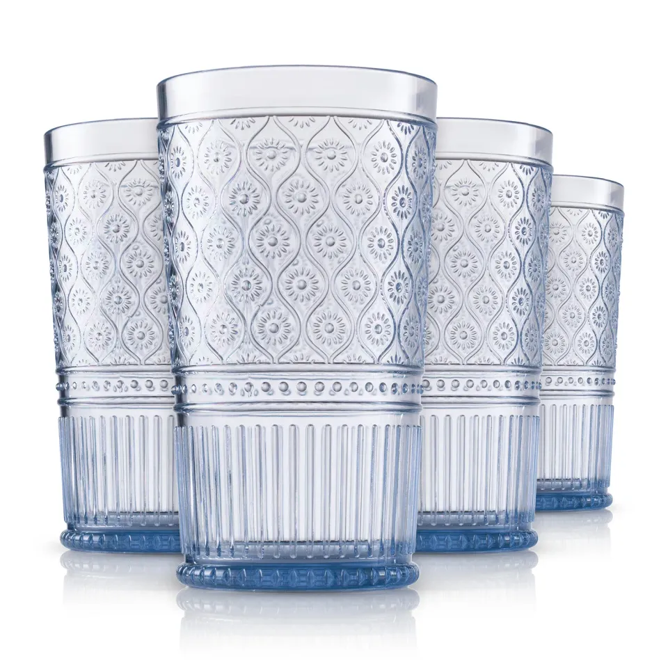 Godinger Claro highballglas blå akryl 4 stk 56 cl