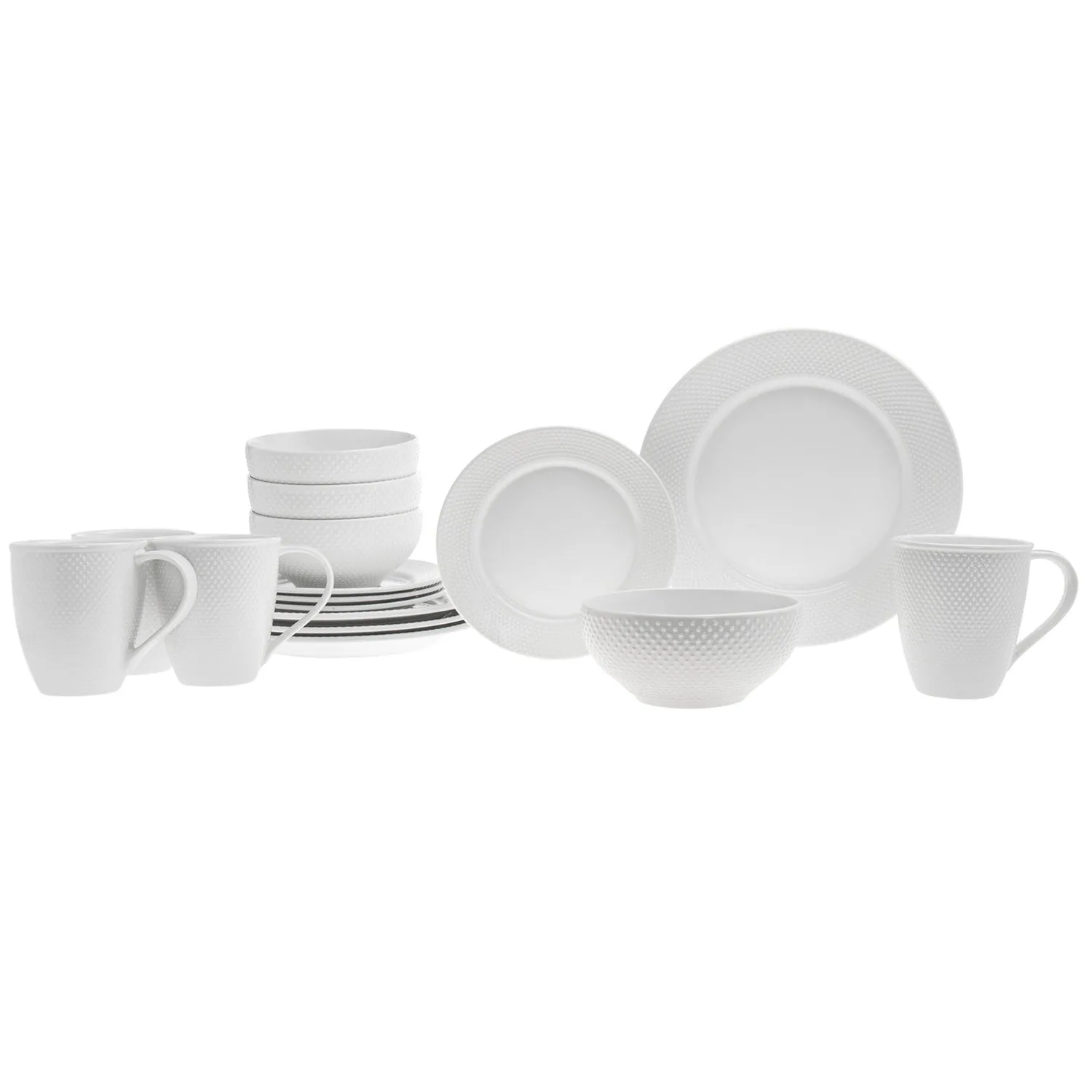Godinger Pique middagssæt porcelæn 16 dele hvid