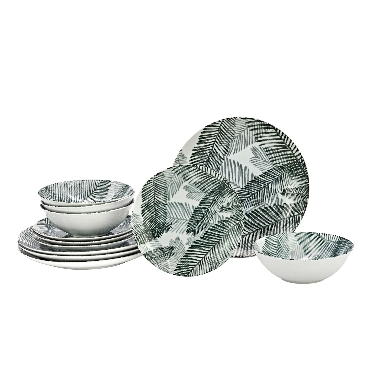Godinger Felice spisestel porcelæn 12 dele hvid-sort
