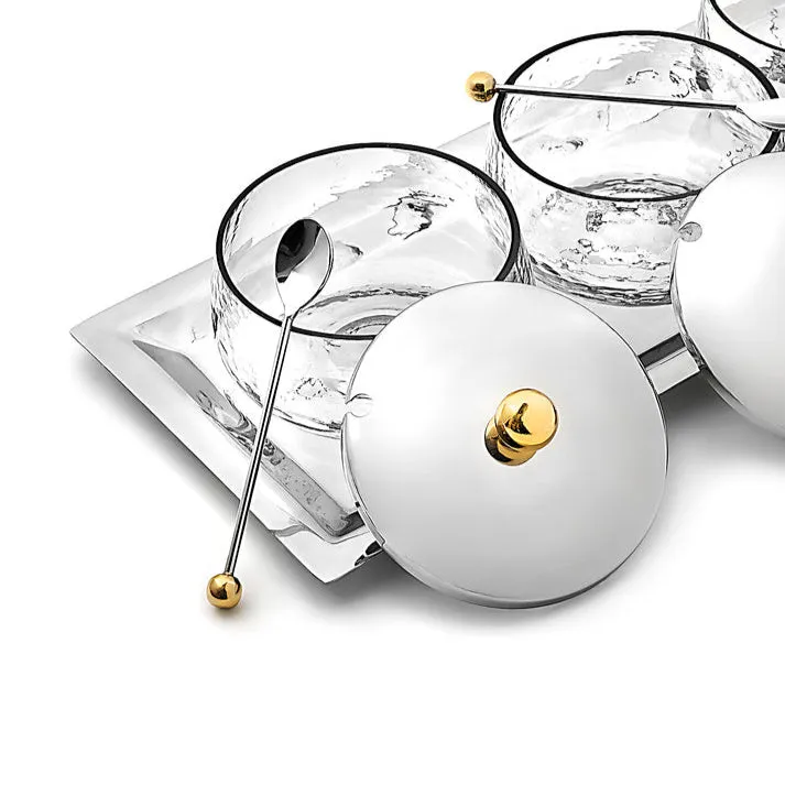 Godinger Sphere serveringssæt stål guld 7 dele
