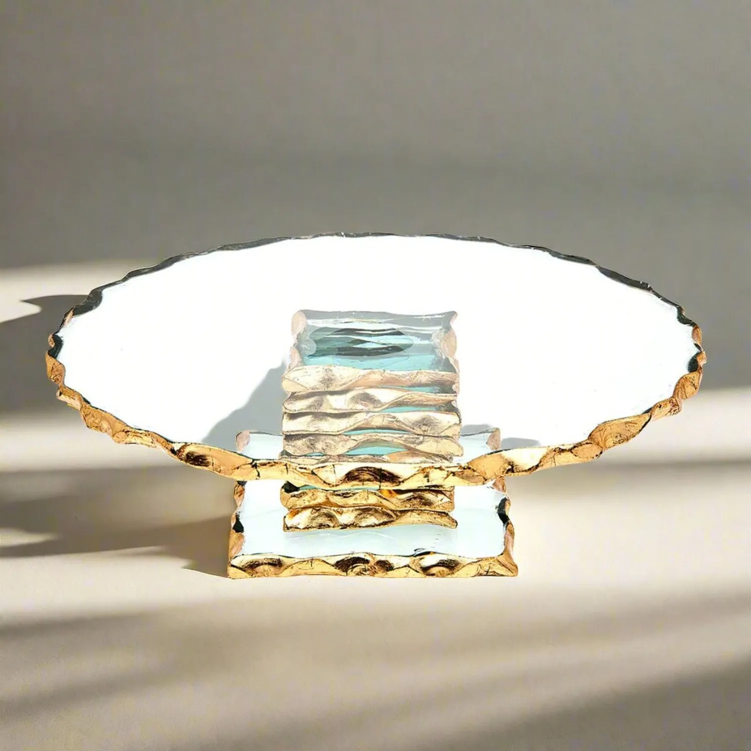 Godinger Harper Gold Edge lille kagefad på fod guld