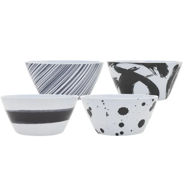 Godinger Brushstroke cerealskål 4 stk navy melamin