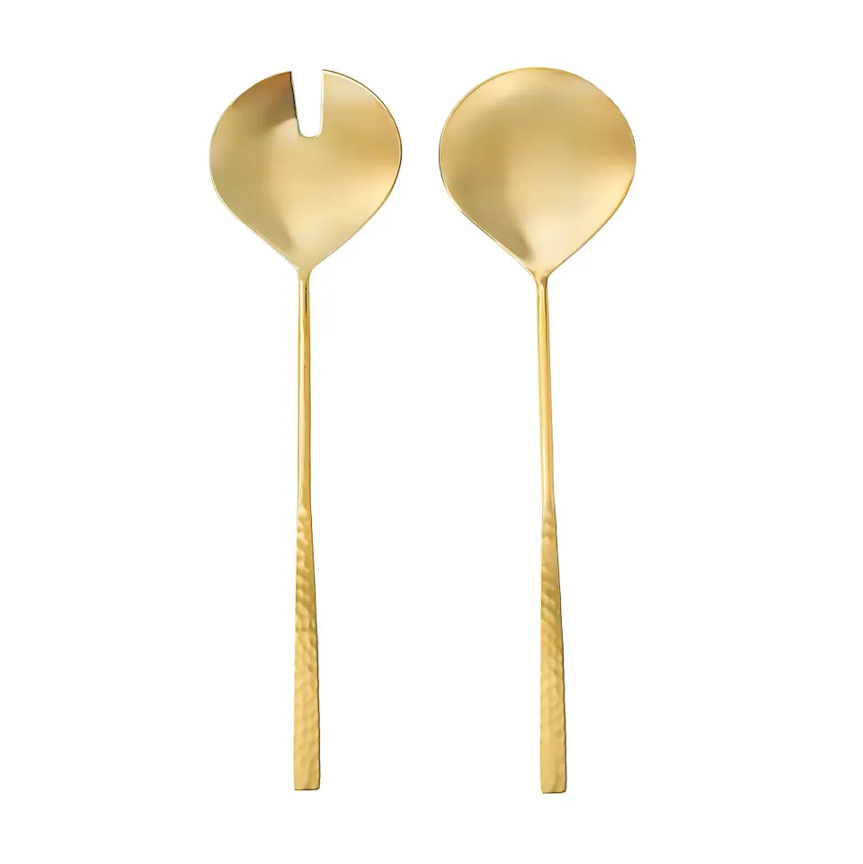 Godinger Sculpted salatbestik guld hamret