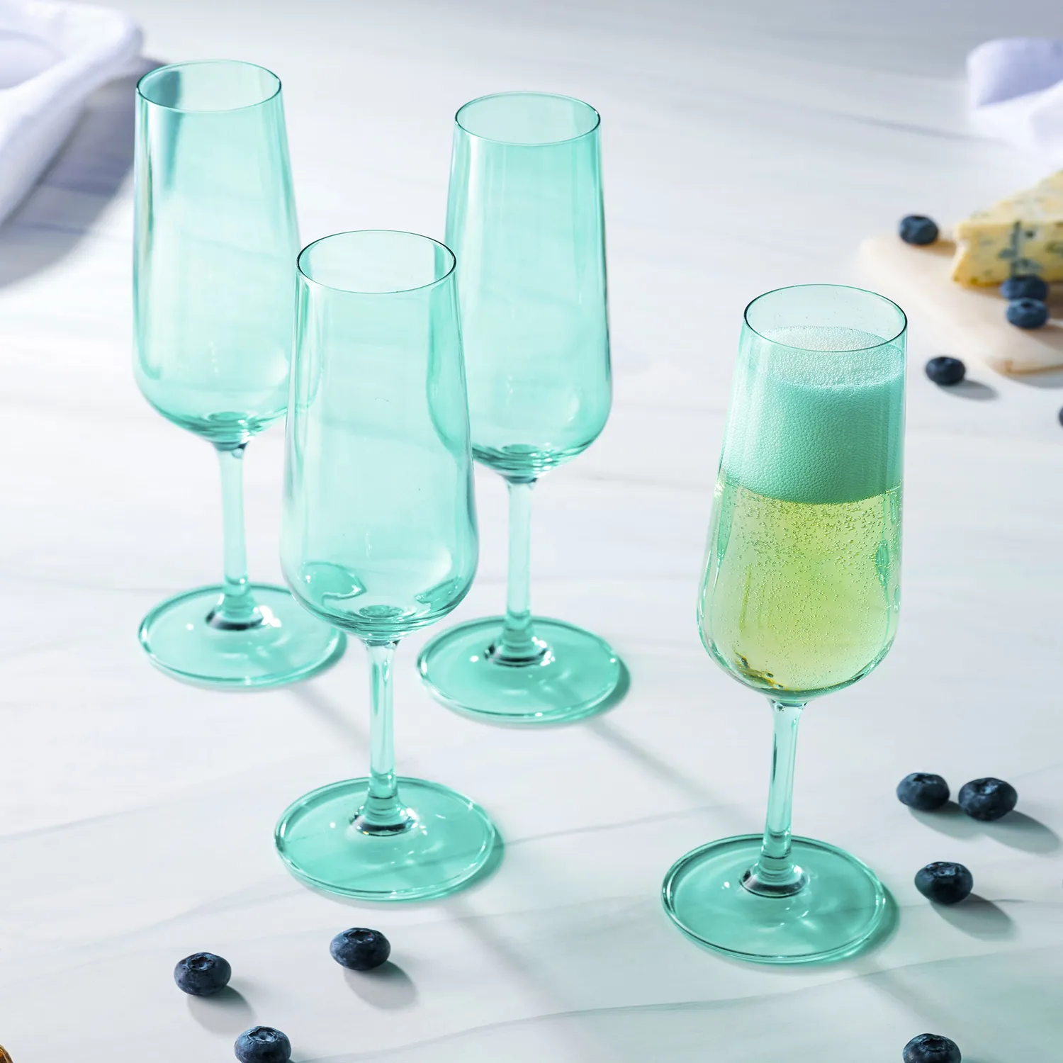 Godinger Sheer flute champagneglas lysegrøn 4 stk