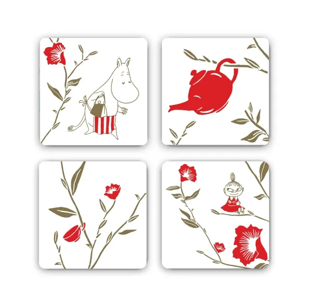 Opto Design Moomin Teaparty Flower Red bordskånere 4-pak rød