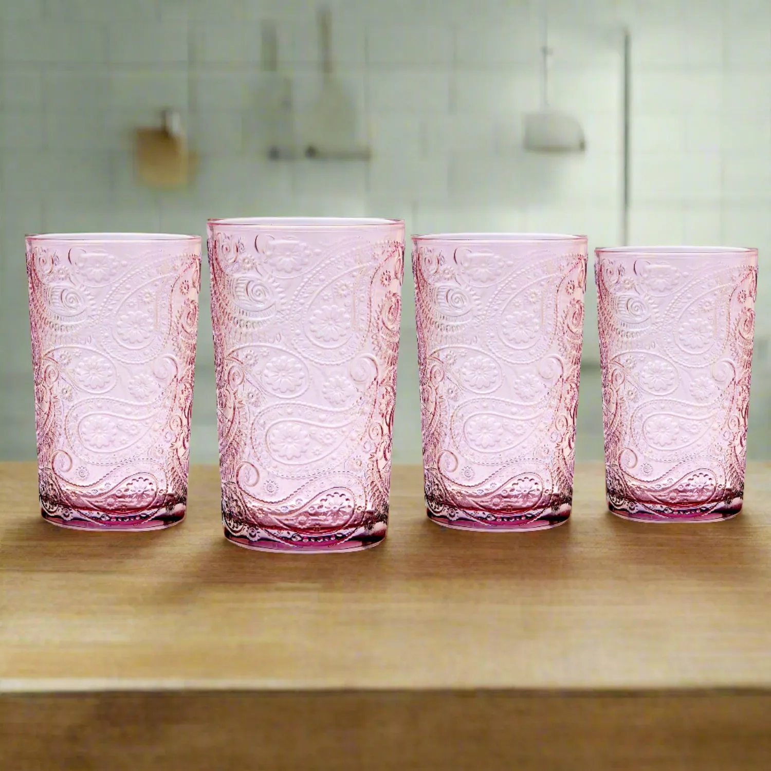 Godinger Paisley Blush Highball glas 4 stk rosa krystal