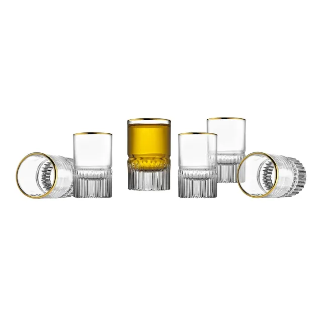 Godinger Latitude shotglas 6 stk guldkant