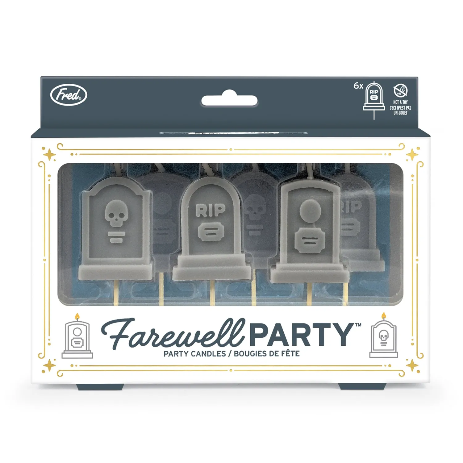 Fred Farewell Party kagelys 6-pak gravsten