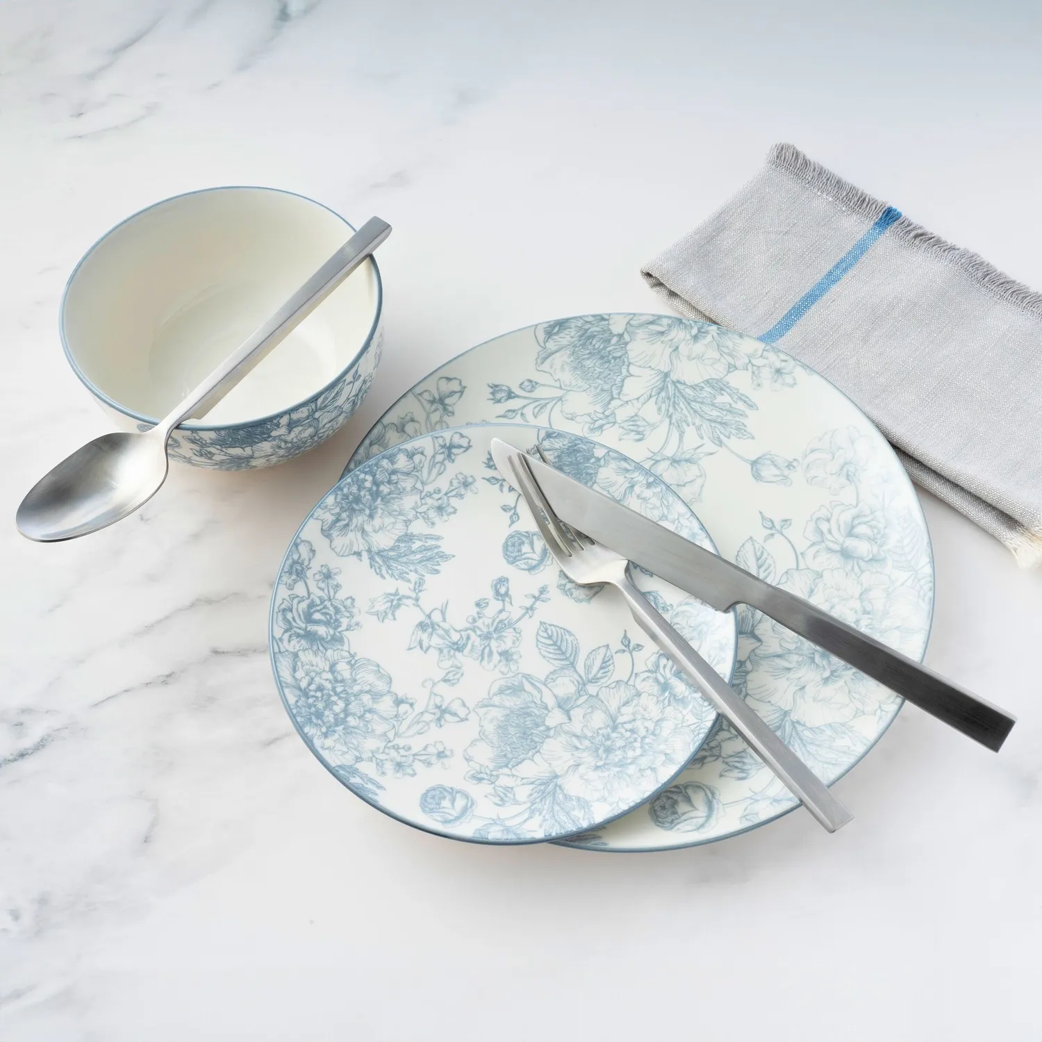 Godinger Banbury Grey spisestel 12 dele porcelæn 4 pers.