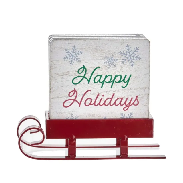 Godinger Christmas Sleigh Coaster Set bordskånere træ
